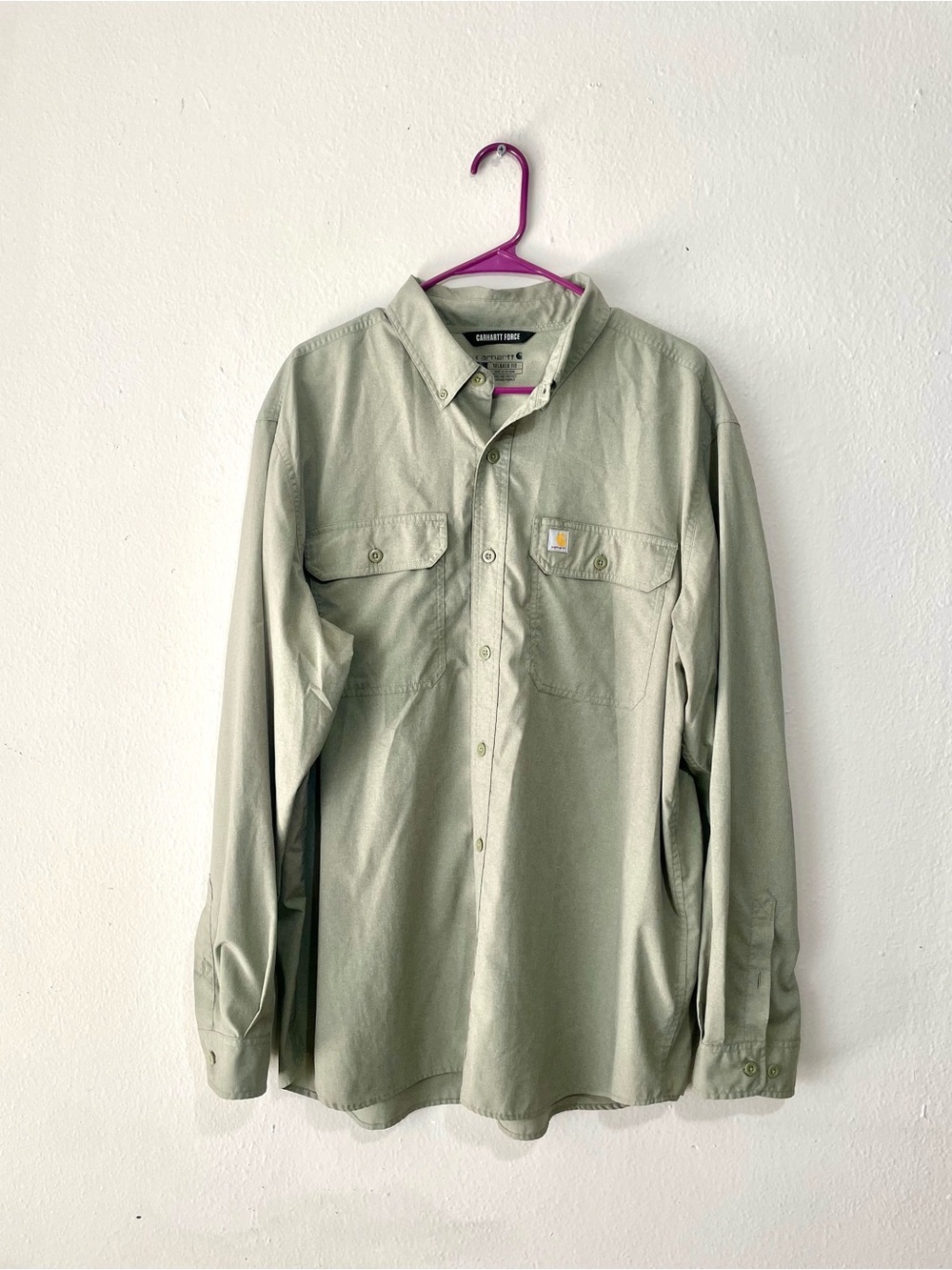 Carhartt Force Button Down Long Sleeve Shirt Mens XL Sage Green EUC